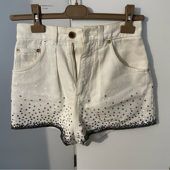 Alberta Ferretti sequined White Denim Sorts.